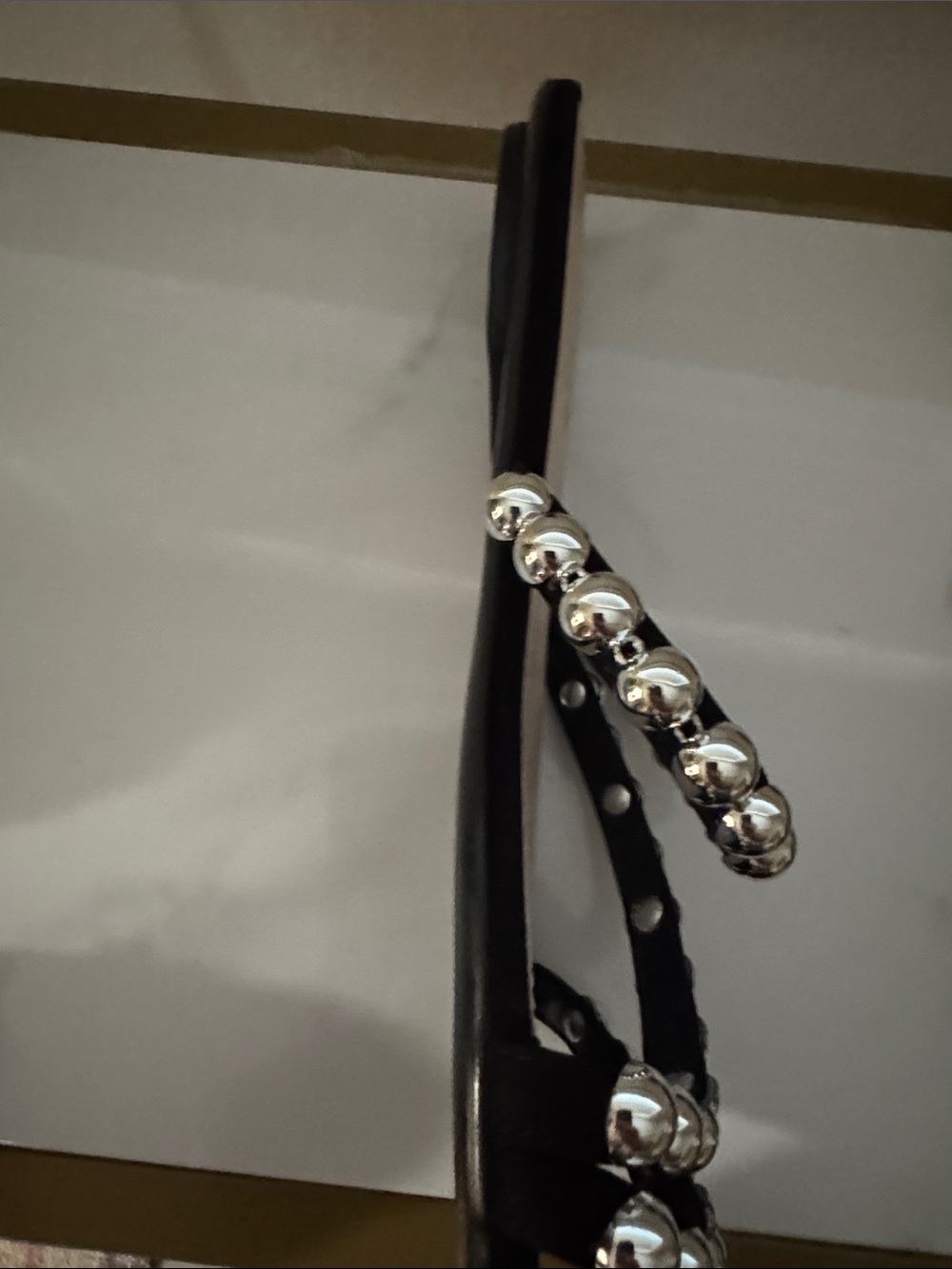 SCHUTZ Black Slide Sandals with Silver Bead Trim No box never worn - Picture 6 of 6